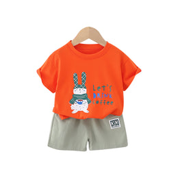 Infant Boys Printed Pure Cotton T-shirt With Shorts