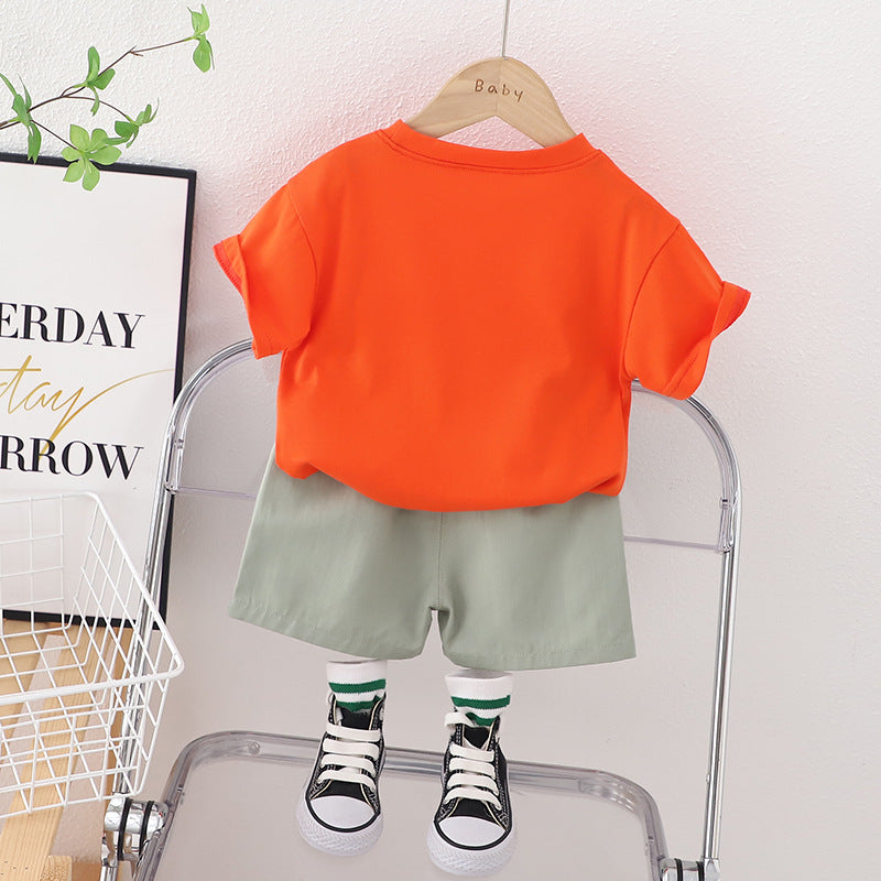 Infant Boys Printed Pure Cotton T-shirt With Shorts