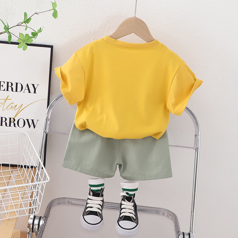 Infant Boys Printed Pure Cotton T-shirt With Shorts