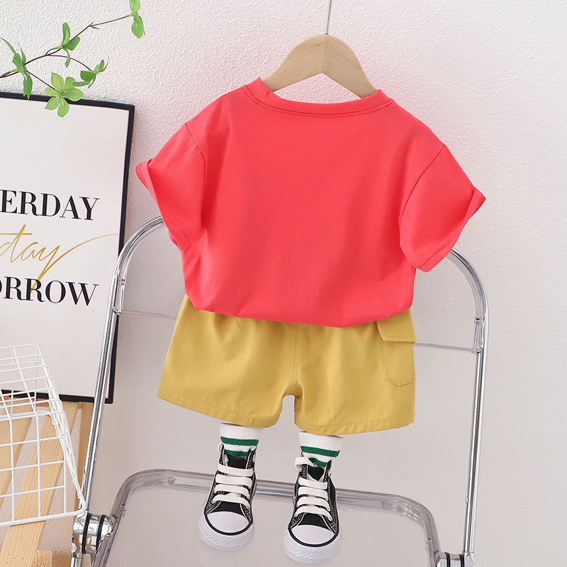 Infant Boys Printed Pure Cotton T-shirt With Shorts