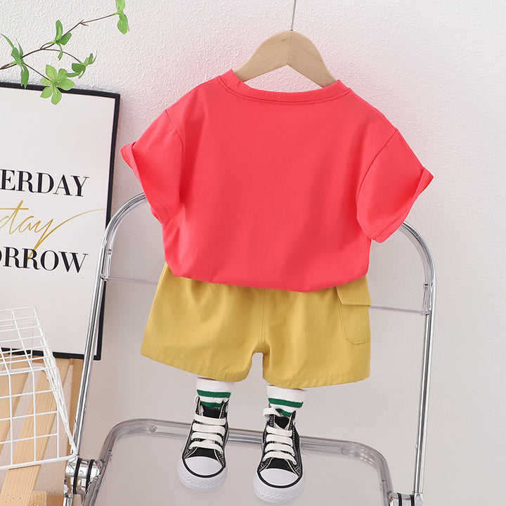 Infant Boys Printed Pure Cotton T-shirt With Shorts