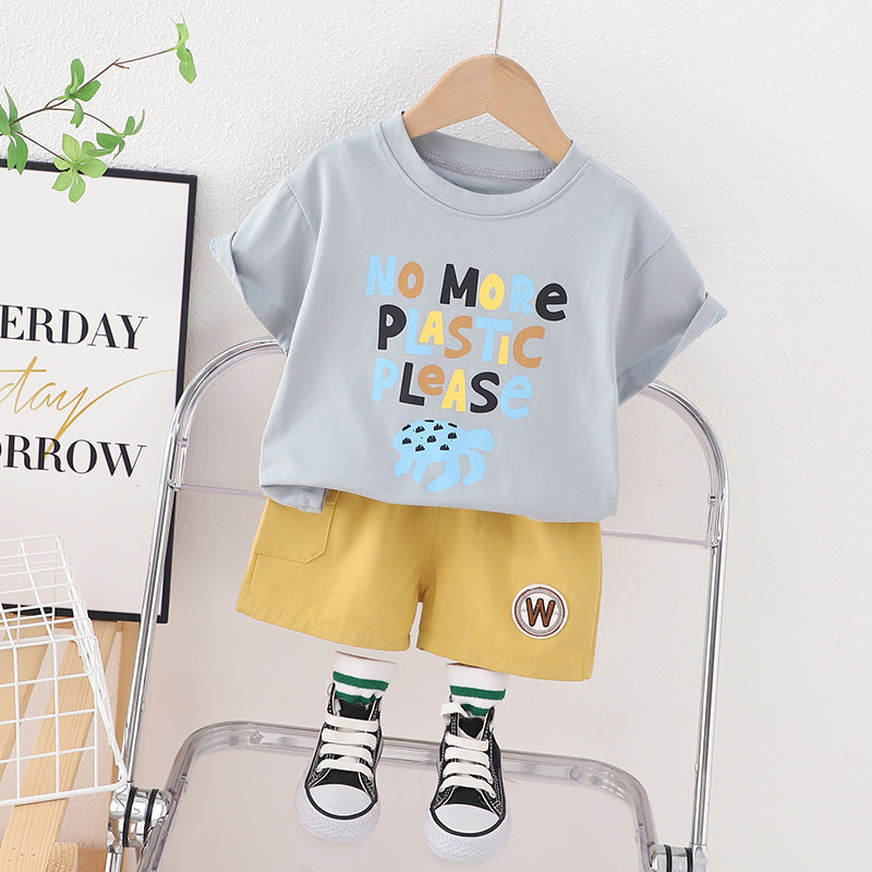 Infant Boys Printed Pure Cotton T-shirt With Shorts