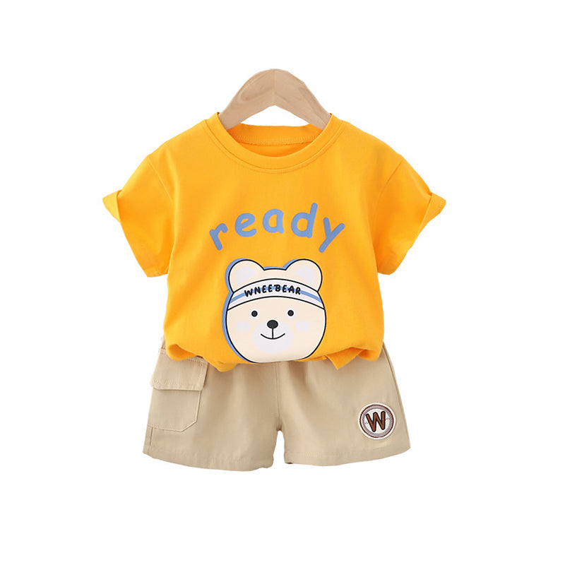 Infant Boys Printed Pure Cotton T-shirt With Shorts