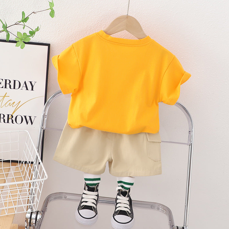 Infant Boys Printed Pure Cotton T-shirt With Shorts