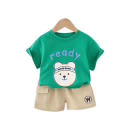 Infant Boys Printed Pure Cotton T-shirt With Shorts