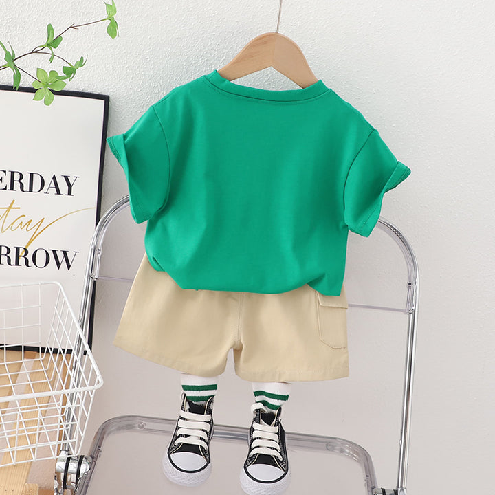 Infant Boys Printed Pure Cotton T-shirt With Shorts