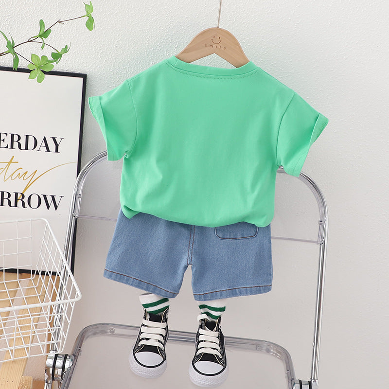 Infant Boys Printed Pure Cotton T-shirt With Shorts
