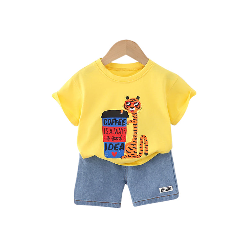 Boys Printed Pure Cotton T-shirt with Shorts
