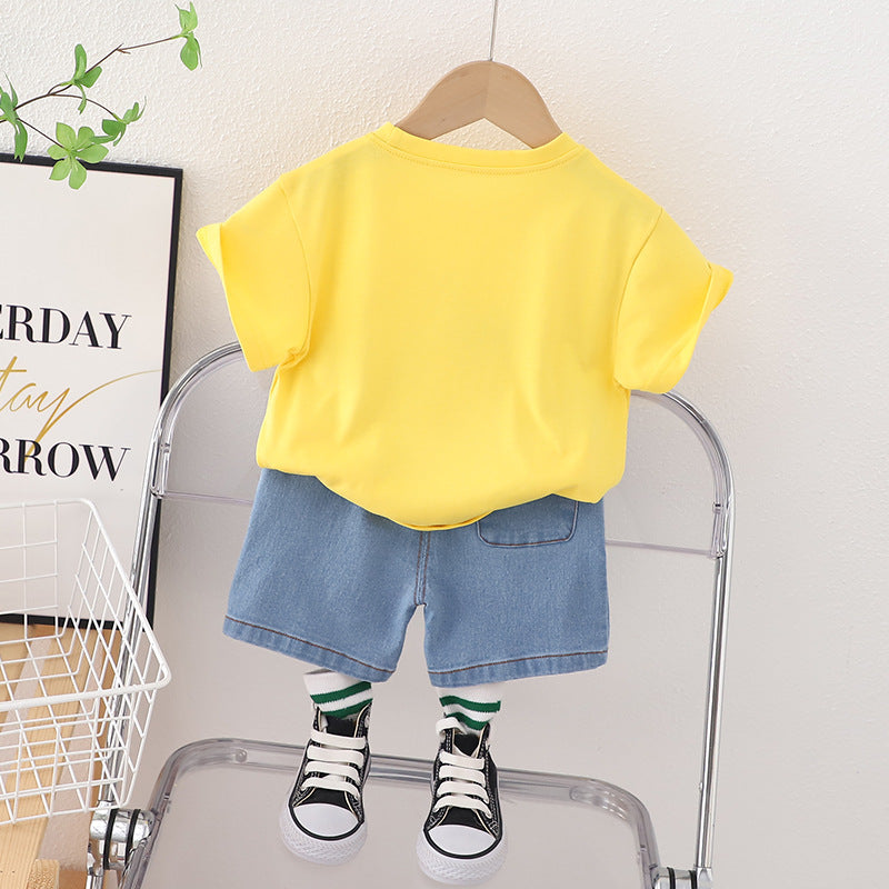 Boys Printed Pure Cotton T-shirt with Shorts