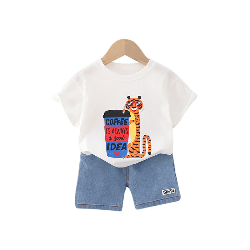 Boys Printed Pure Cotton T-shirt with Shorts