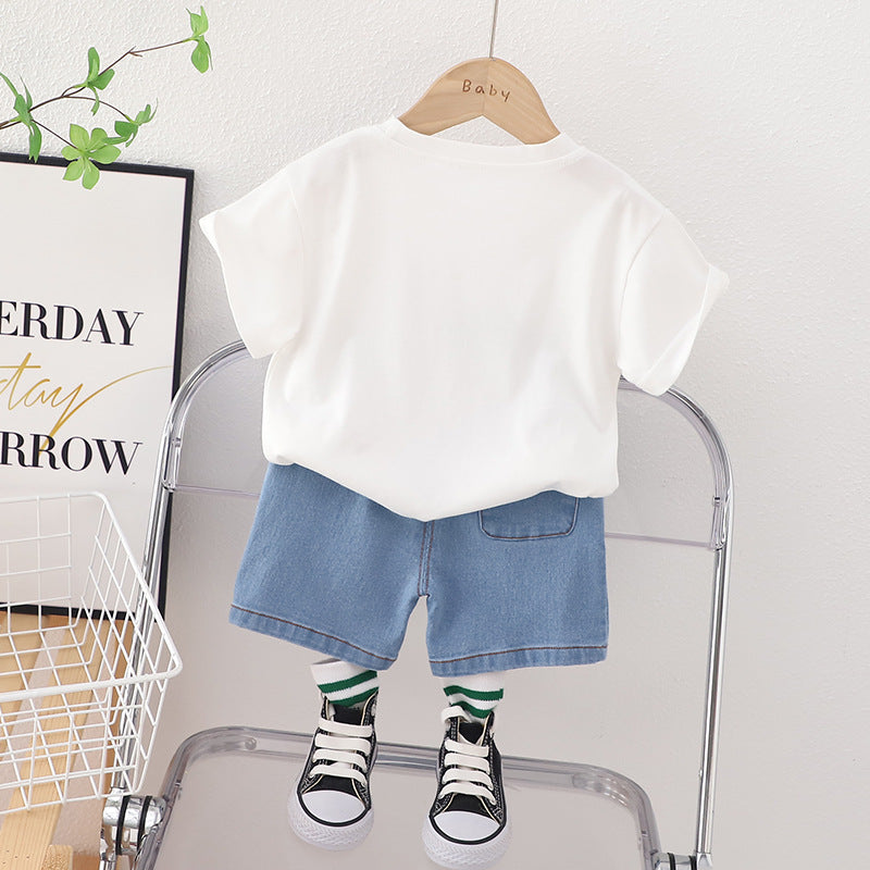 Boys Printed Pure Cotton T-shirt with Shorts