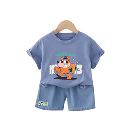 Infant Boys Printed Pure Cotton T-shirt With Shorts