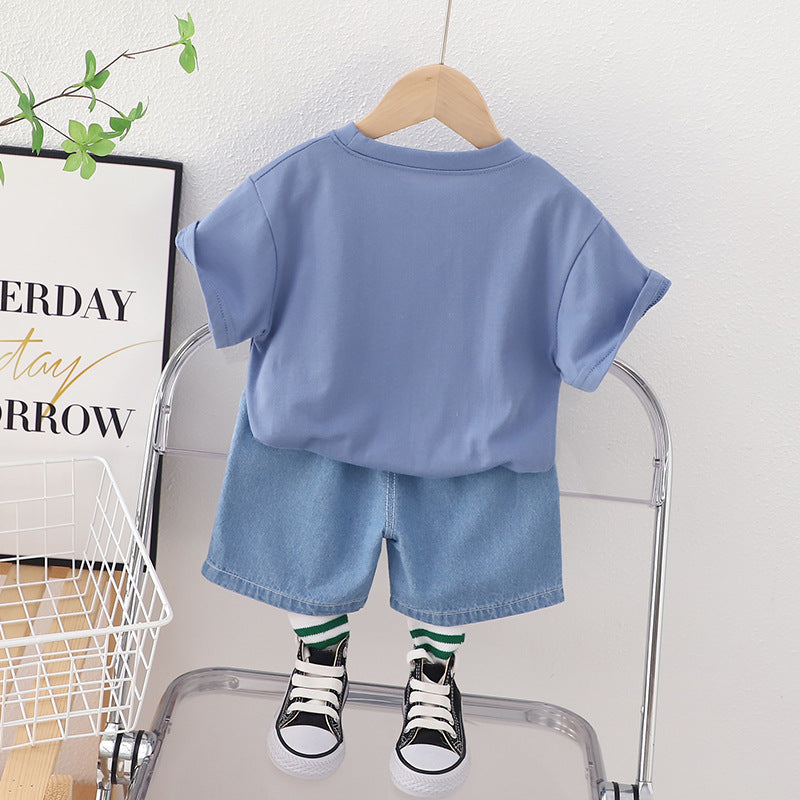 Infant Boys Printed Pure Cotton T-shirt With Shorts