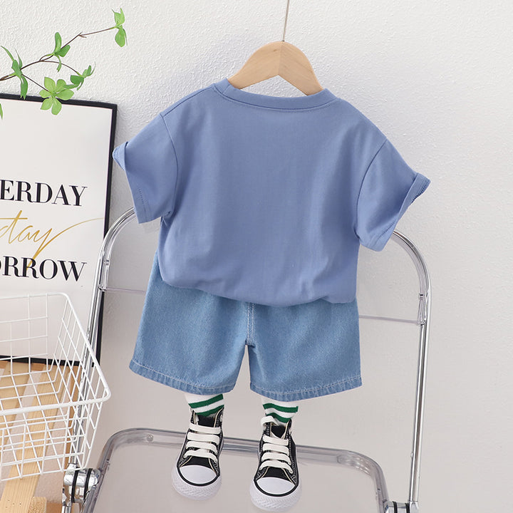 Infant Boys Printed Pure Cotton T-shirt With Shorts