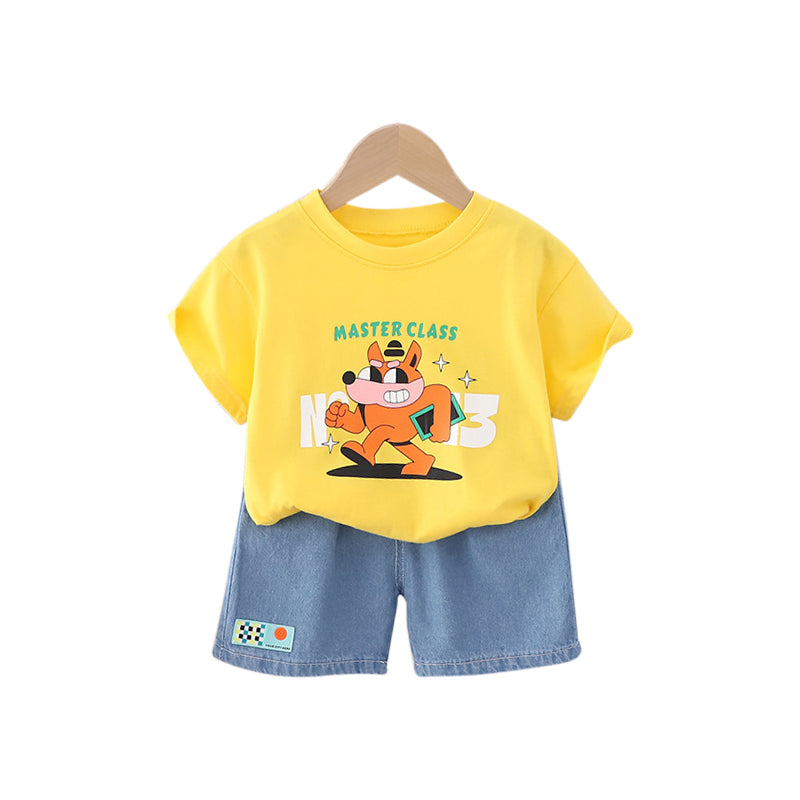 Boys Printed Pure Cotton T-shirt with Shorts
