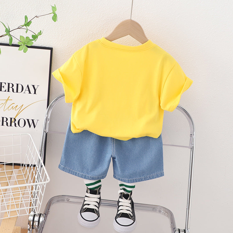 Boys Printed Pure Cotton T-shirt with Shorts