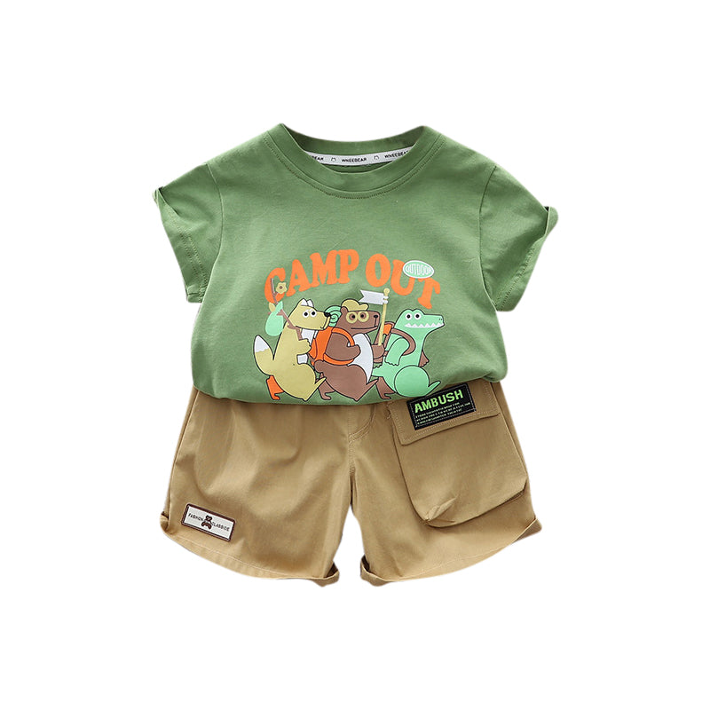 Boys Printed Pure Cotton T-shirt with Shorts