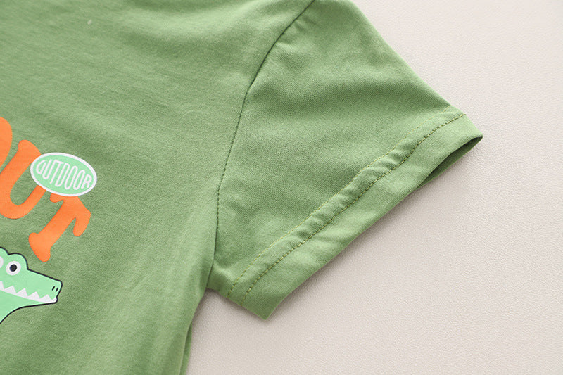 Boys Printed Pure Cotton T-shirt with Shorts