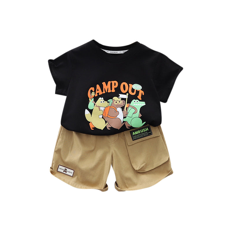 Boys Printed Pure Cotton T-shirt with Shorts