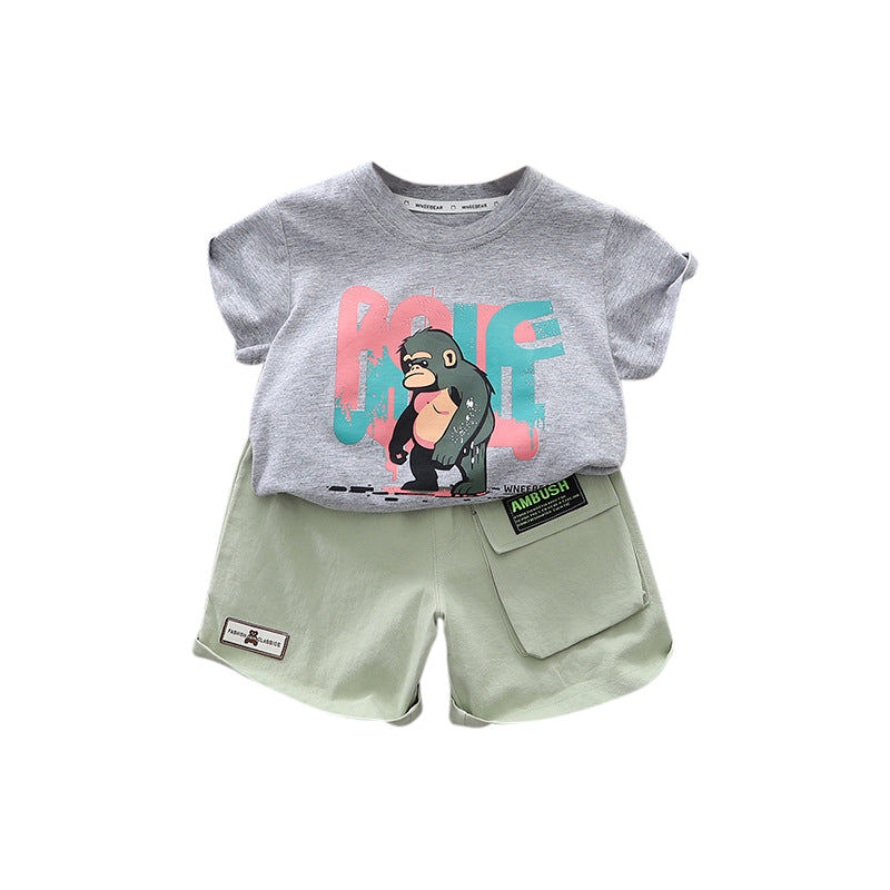 Boys Printed Pure Cotton T-shirt with Shorts
