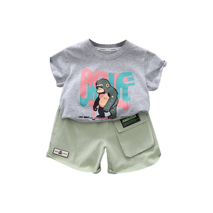 Boys Printed Pure Cotton T-shirt with Shorts