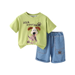Boys Printed Pure Cotton T-shirt with Shorts