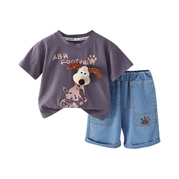 Boys Printed Pure Cotton T-shirt with Shorts