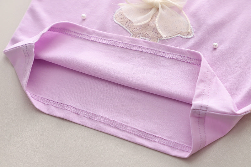 Girls Embroidered Round Neck T-shirt With Shorts