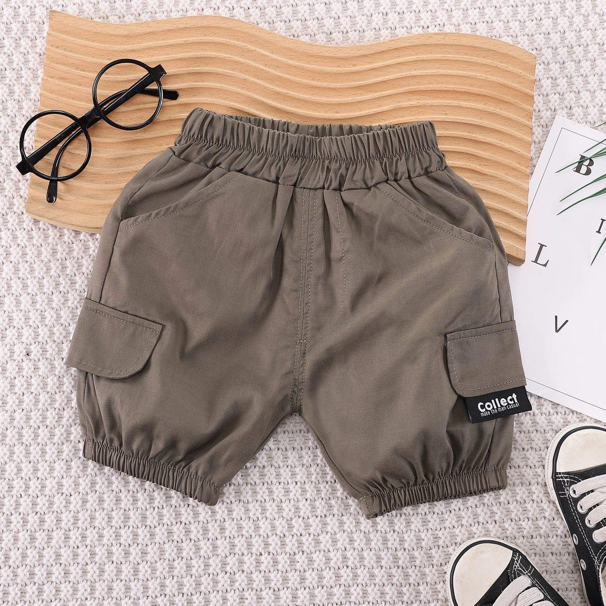 Boys White & Grey Printed T-shirt with Shorts
