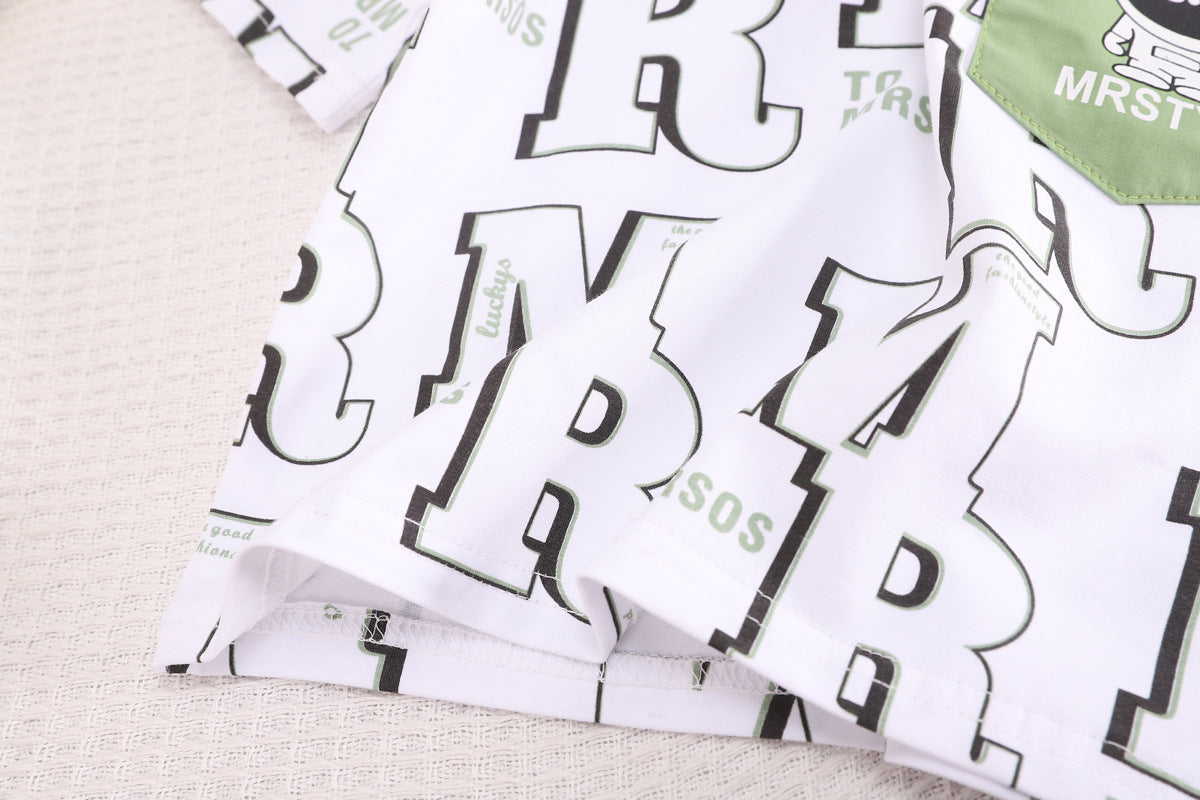 Boys Printed Round Neck T-shirt with Shorts