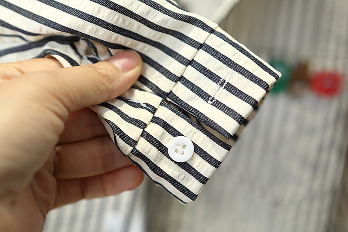 Boys Striped Shirt Collar Long Sleeves Shirt With Jogger