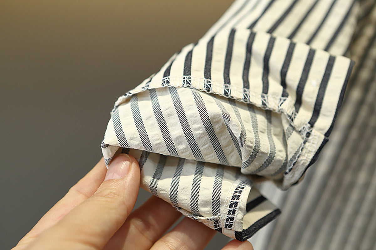 Boys Striped Shirt Collar Long Sleeves Shirt With Jogger
