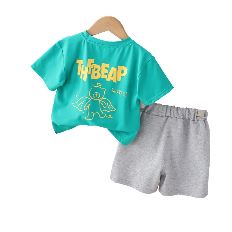 Boys Printed Pure Cotton T-shirt with Shorts