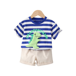 Infant Boys Printed Pure Cotton T-shirt With Shorts