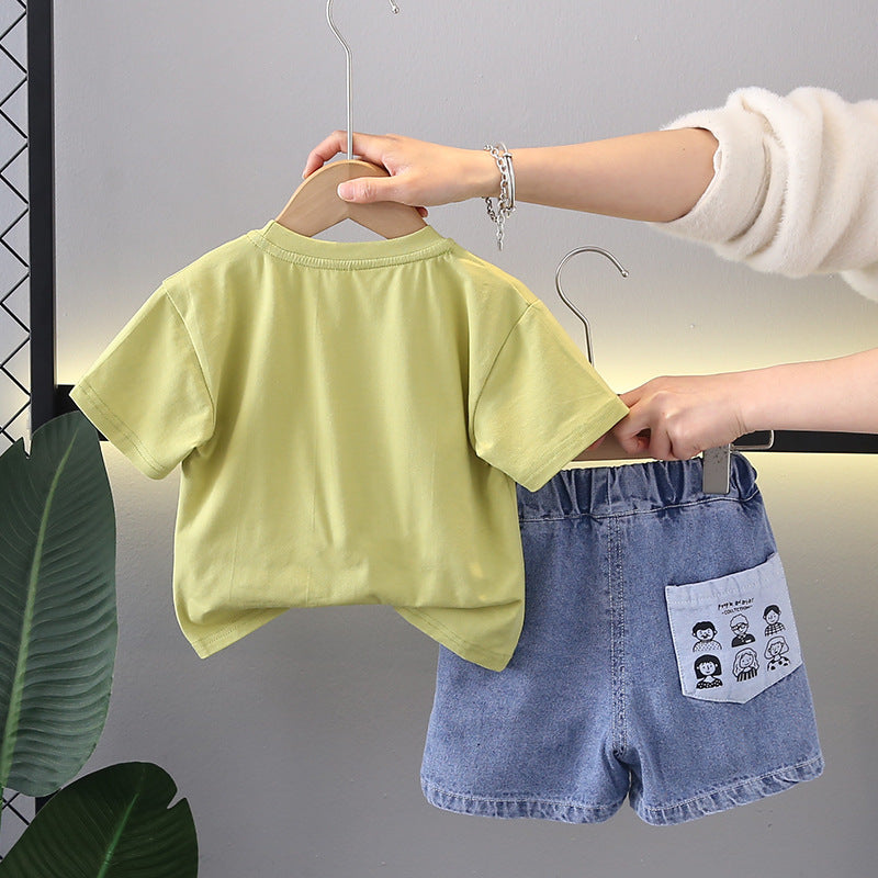 Boys Printed Pure Cotton T-shirt With Shorts