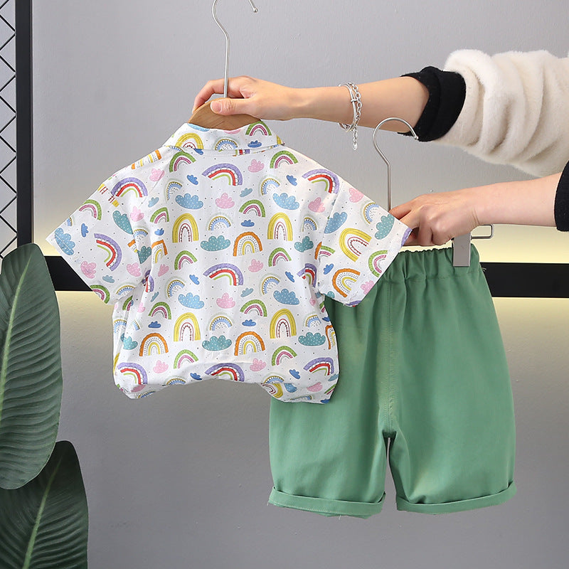 Boys Printed Pure Cotton Shirt With Shorts