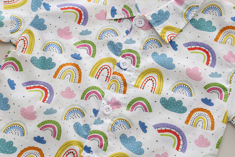 Boys Printed Pure Cotton Shirt With Shorts