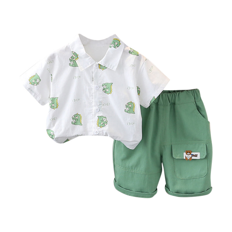 Boys Printed Pure Cotton Shirt With Short