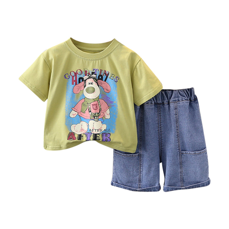 Boys Printed Pure Cotton T-shirt With Shorts