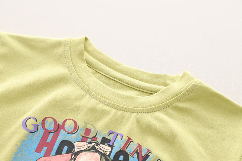 Boys Printed Pure Cotton T-shirt With Shorts