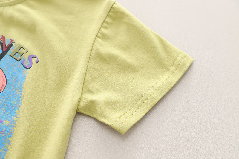 Boys Printed Pure Cotton T-shirt With Shorts