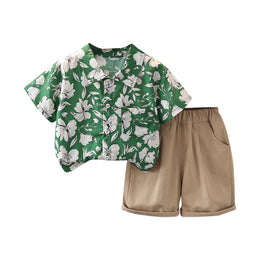 Boys Printed Pure Cotton Shirt with Shorts