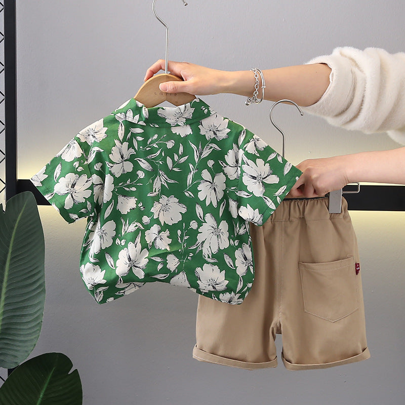 Boys Printed Pure Cotton Shirt with Shorts