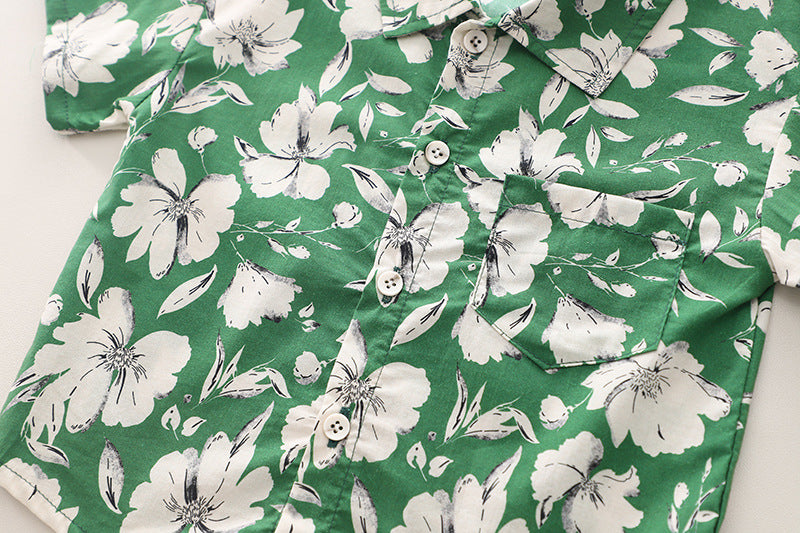 Boys Printed Pure Cotton Shirt with Shorts