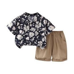 Boys Printed Pure Cotton Shirt With Shorts