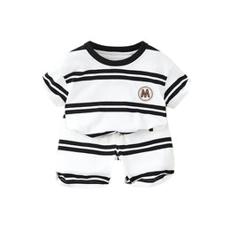 Boys Striped Pure Cotton T-shirt with Shorts
