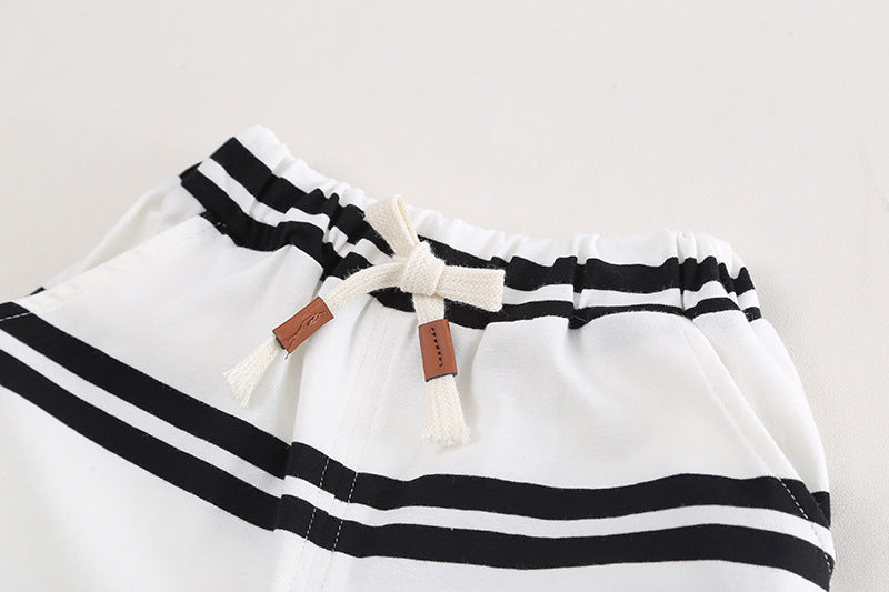 Boys Striped Pure Cotton T-shirt with Shorts