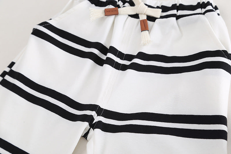 Boys Striped Pure Cotton T-shirt with Shorts