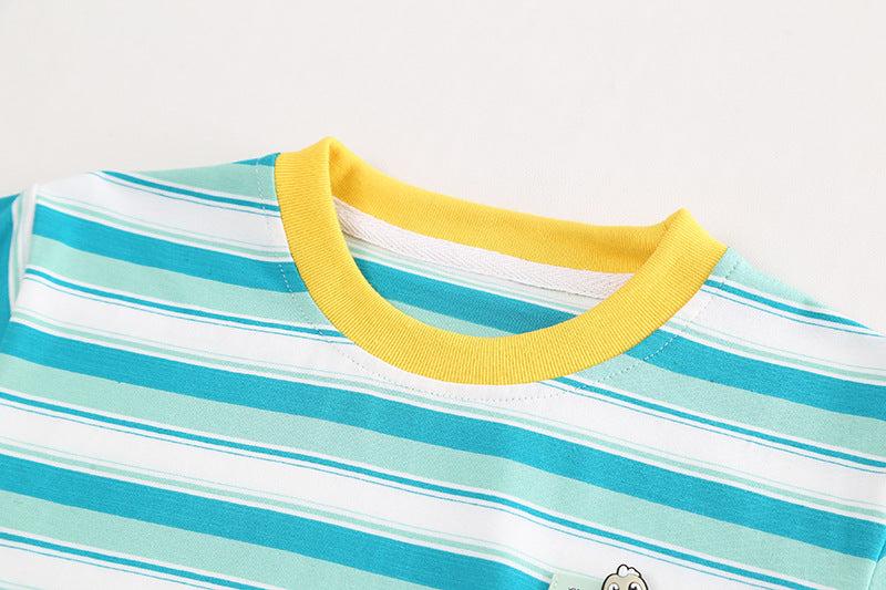Boys Striped Pure Cotton T-shirt with Shorts