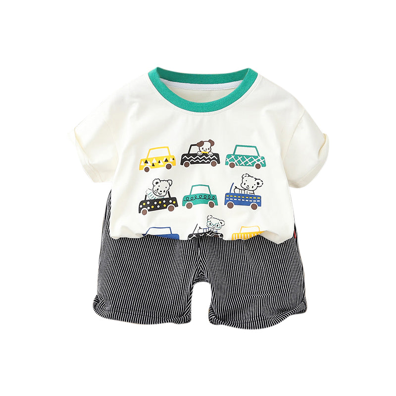 Boys Printed Pure Cotton T-shirt With Shorts